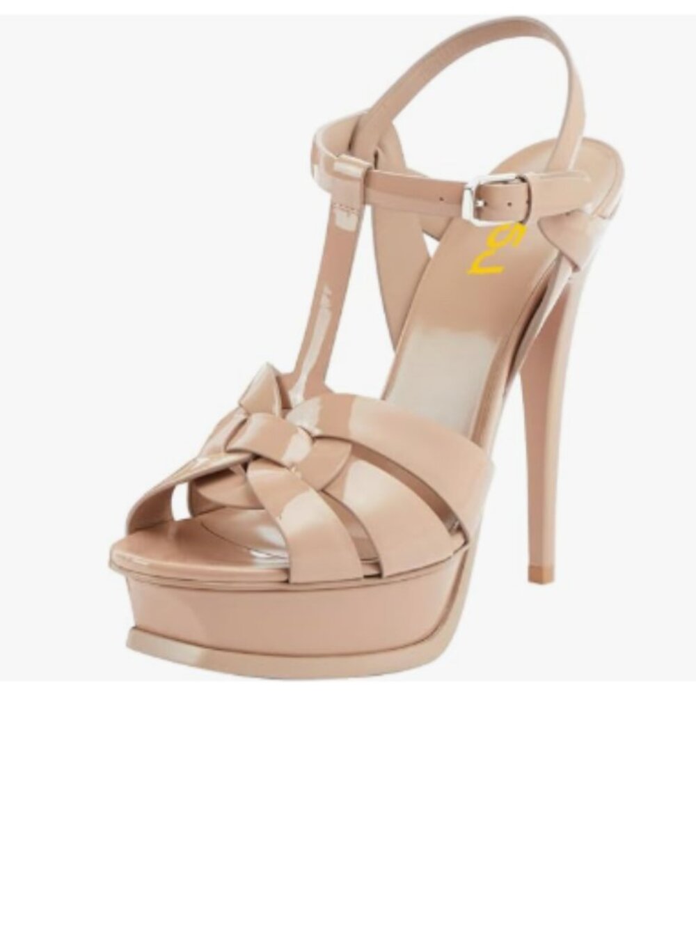 FSJ Nude T-Strap Platform Sandals Peep Toe Ankle Strap Stiletto Heels Shoes